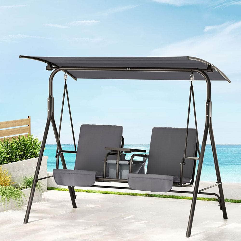 Stylish Grey Outdoor Swing Chair with Outdoor Chairs