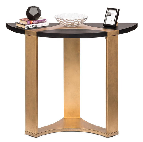 Stylish Half Round Brass and Black Console Table for Hallways