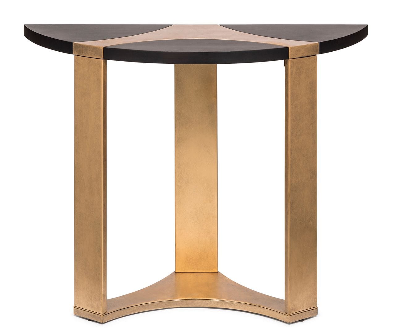 Stylish Half Round Brass and Black Console Table for Hallways