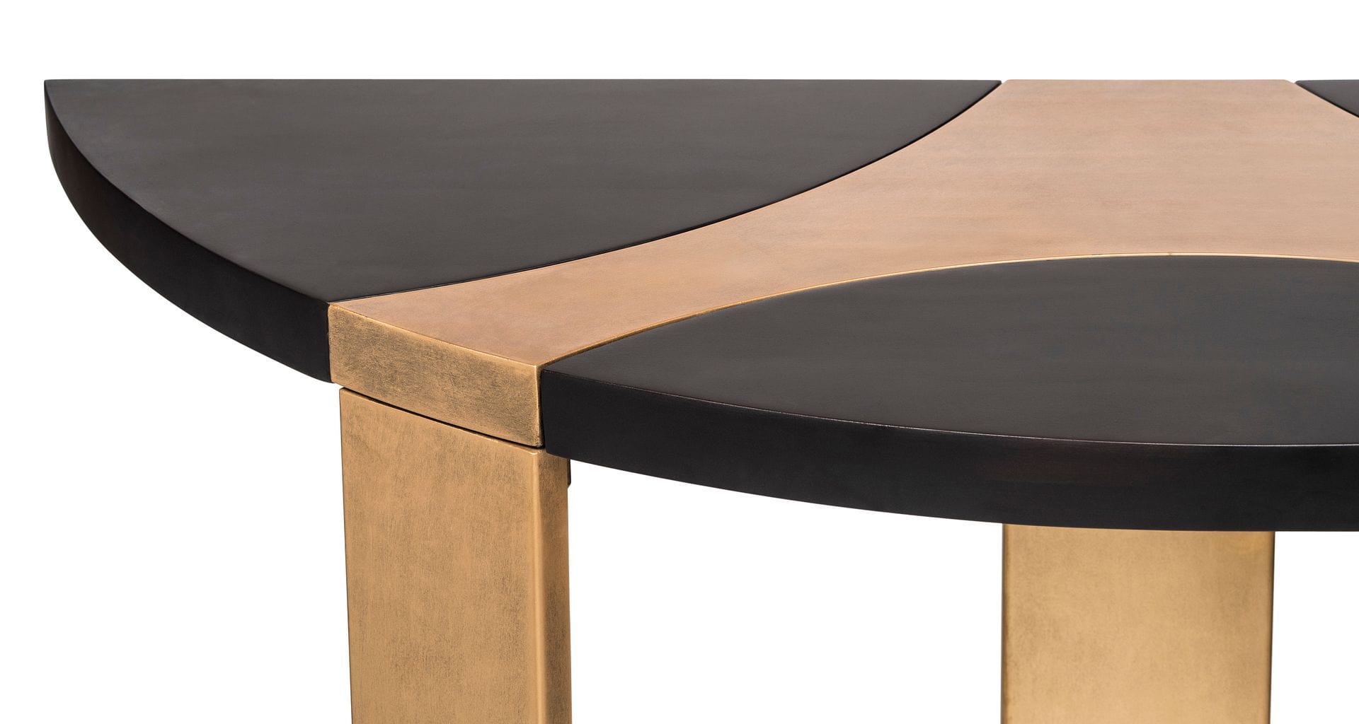 Stylish Half Round Brass and Black Console Table for Hallways