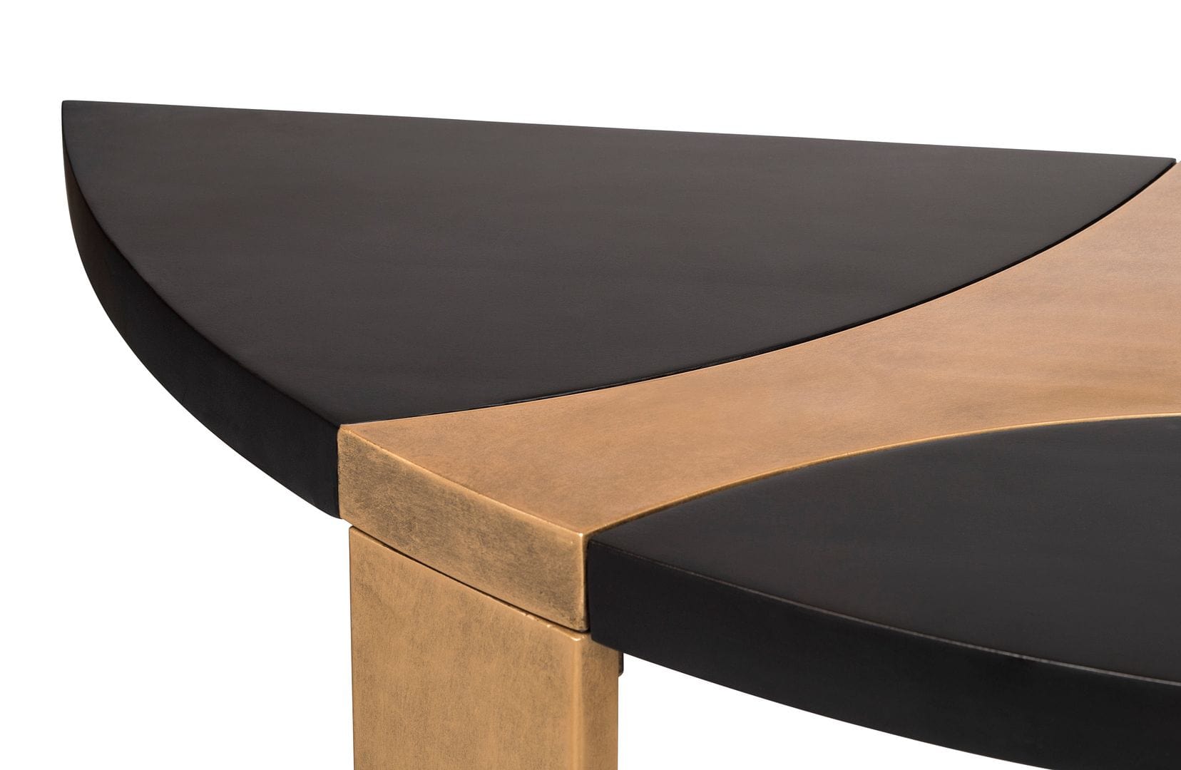 Stylish Half Round Brass and Black Console Table for Hallways