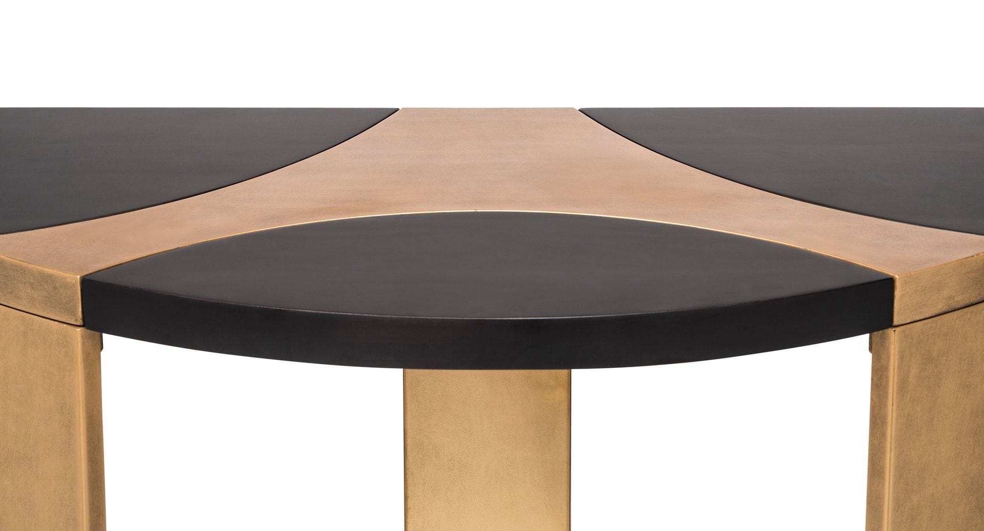 Stylish Half Round Brass and Black Console Table for Hallways