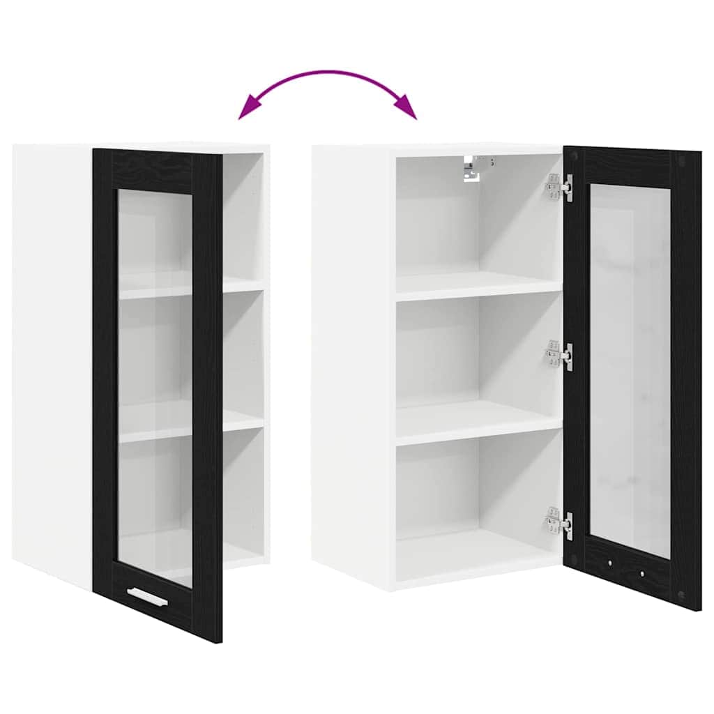 Stylish Hanging Cabinet Riga Black Oak Engineered Wood - Premium with 2vty