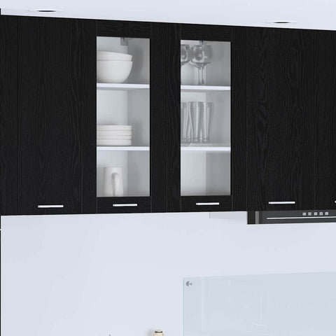 Stylish Hanging Cabinet Riga Black Oak Engineered Wood - Premium
