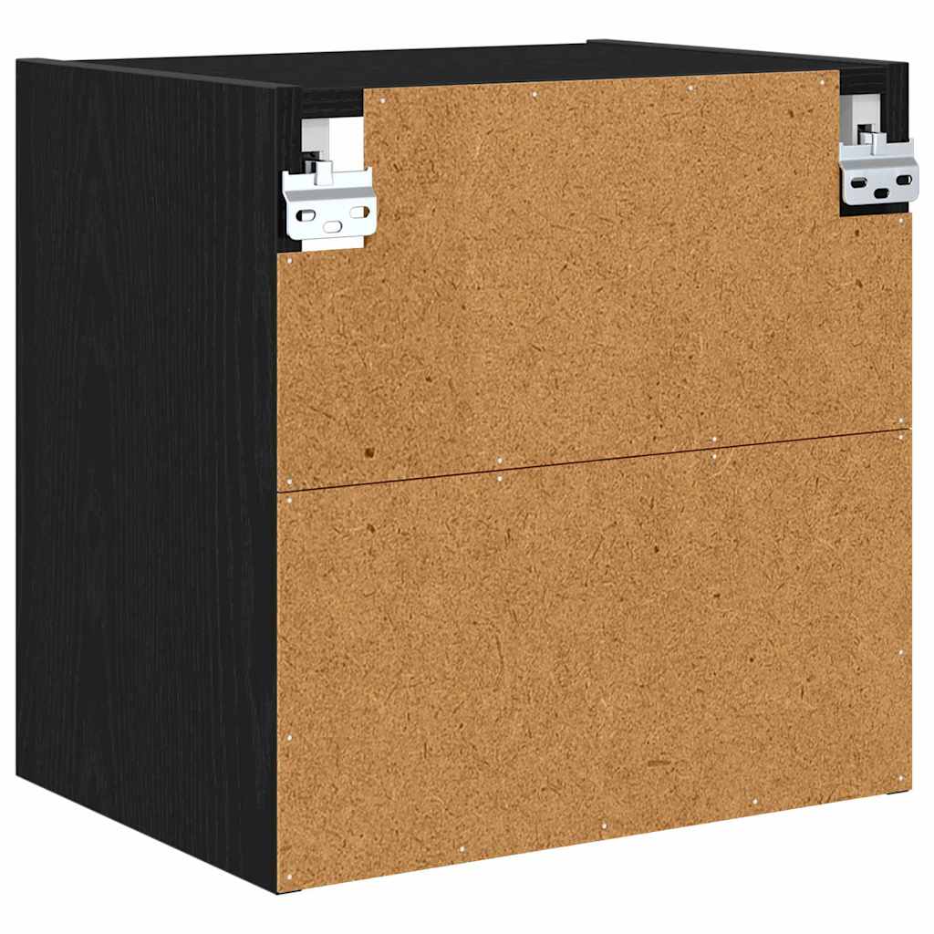 Stylish Hanging Cabinet with Shelf Riga Black Oak - Designer Finish, Black colour