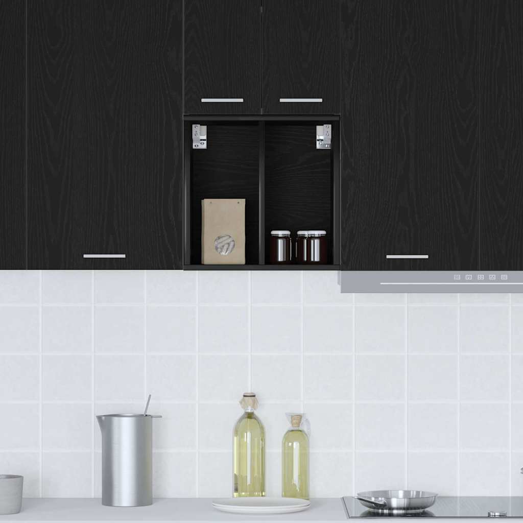 Stylish Hanging Cabinet with Shelf Riga Black Oak - Designer Finish