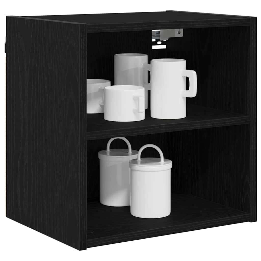 Stylish Hanging Cabinet with Shelf Riga Black Oak - Designer Finish