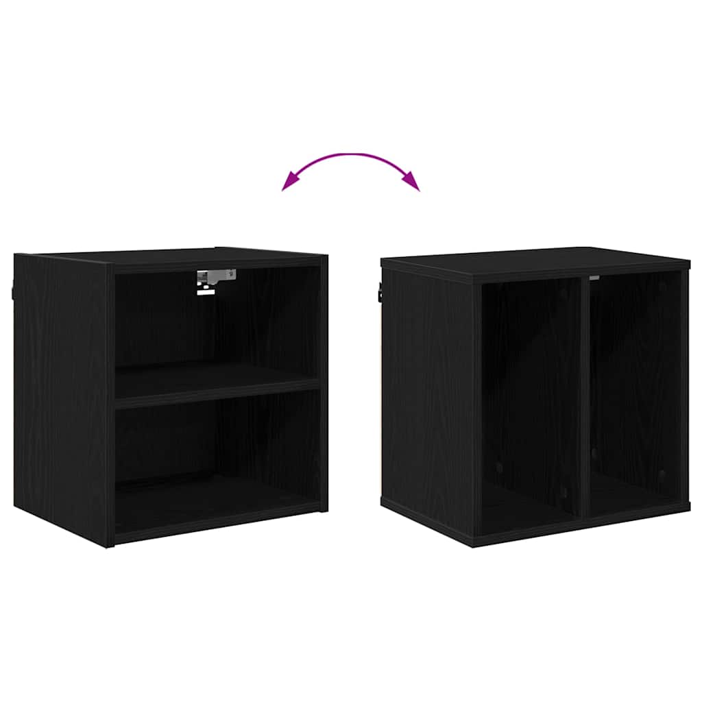 Stylish Hanging Cabinet with Shelf Riga Black Oak - Designer Finish - Black colour