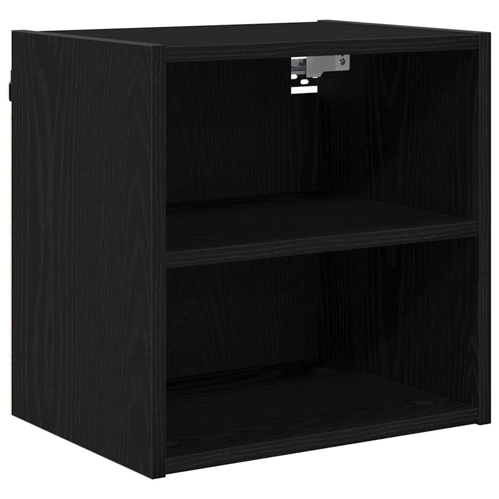 Black colour - Stylish Hanging Cabinet with Shelf Riga Black Oak - Designer Finish