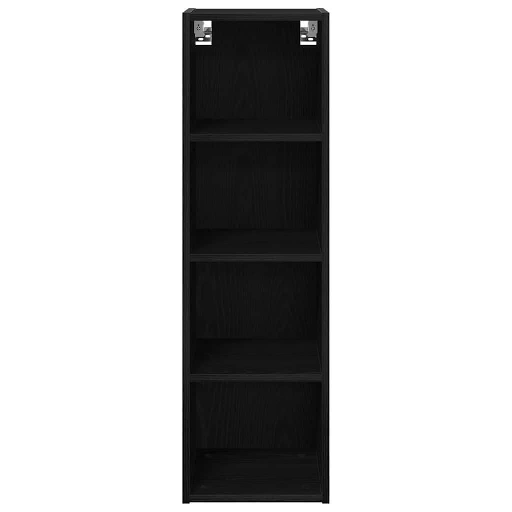 Stylish Hanging Cabinet with Shelf Riga Black Oak - Sturdy Frame | Black colour