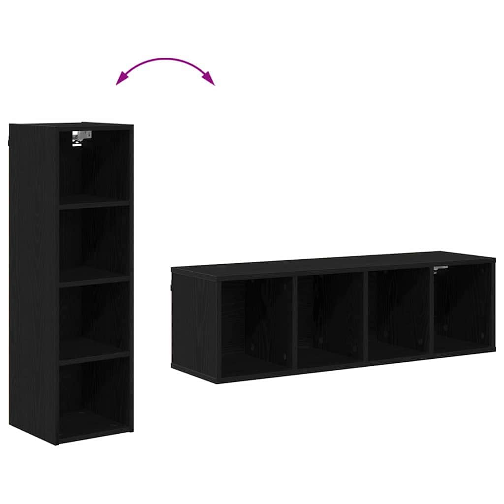 Stylish Hanging Cabinet with Shelf Riga Black Oak - Sturdy Frame - Black colour
