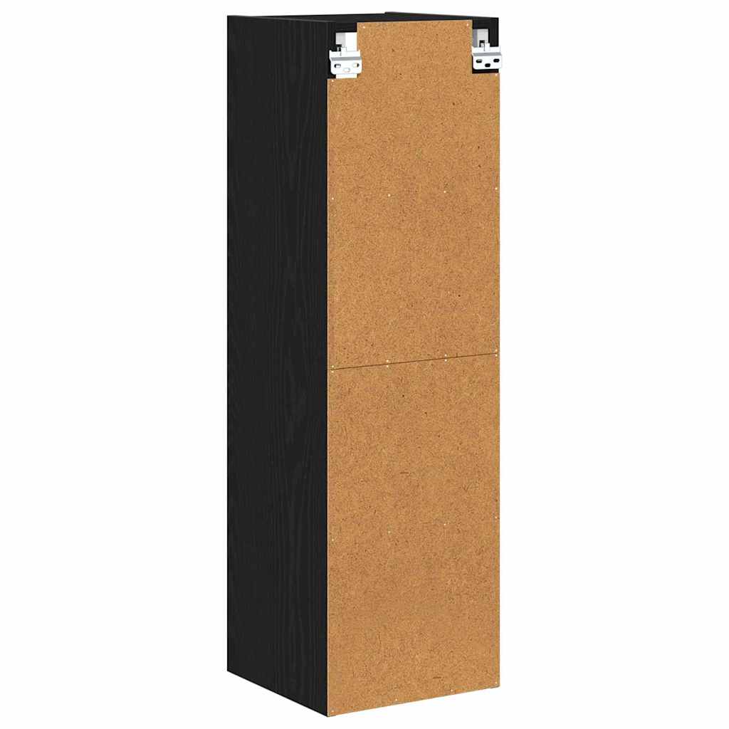 Stylish Hanging Cabinet with Shelf Riga Black Oak - Sturdy Frame, Black colour