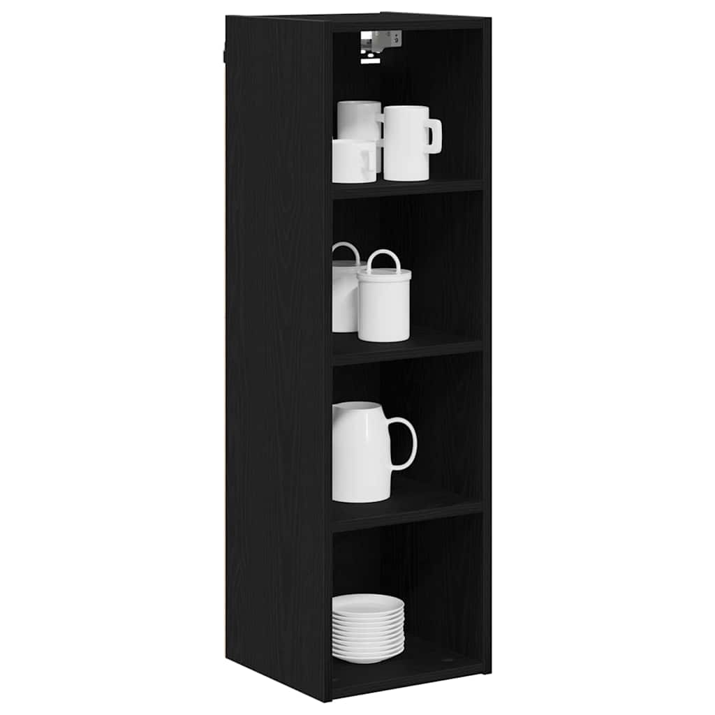 Stylish Hanging Cabinet with Shelf Riga Black Oak - Sturdy Frame