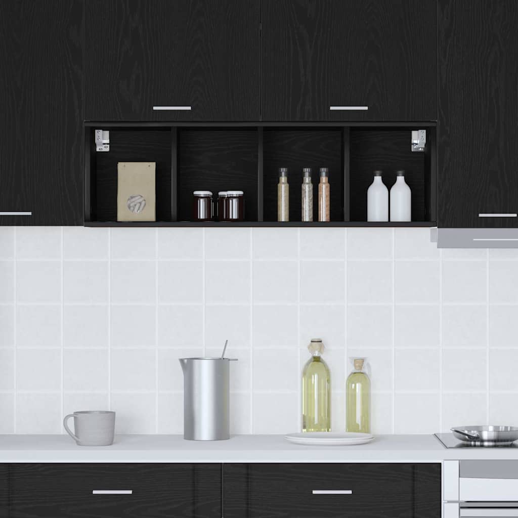 Stylish Hanging Cabinet with Shelf Riga Black Oak - Sturdy Frame | 2vty
