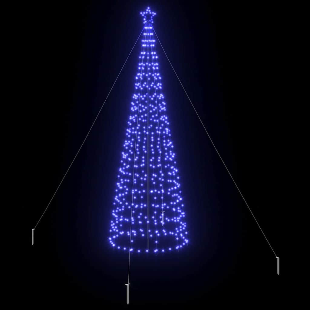 Stylish LED Christmas Tree with Ground Spikes Blue 400cm Iron - Premium