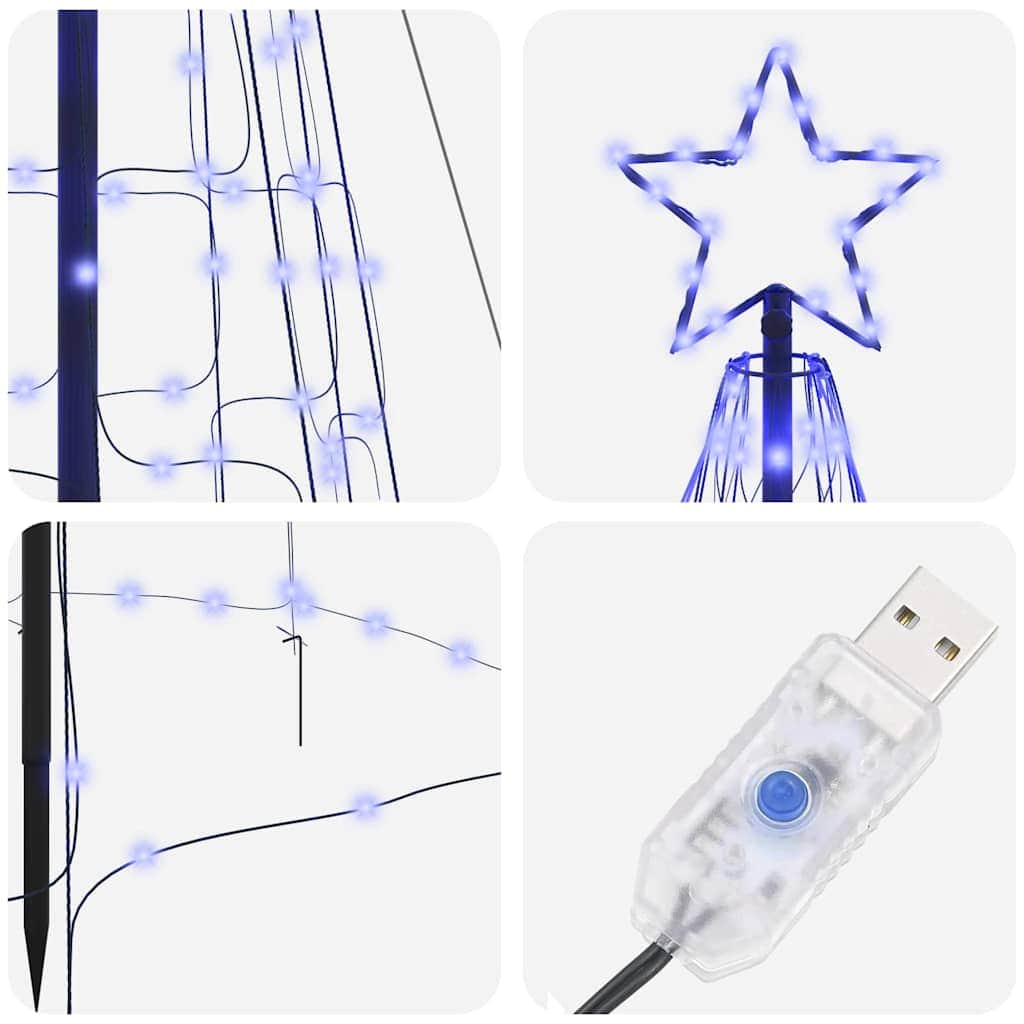 Stylish LED Christmas Tree with Ground Spikes Blue 400cm Iron - Premium