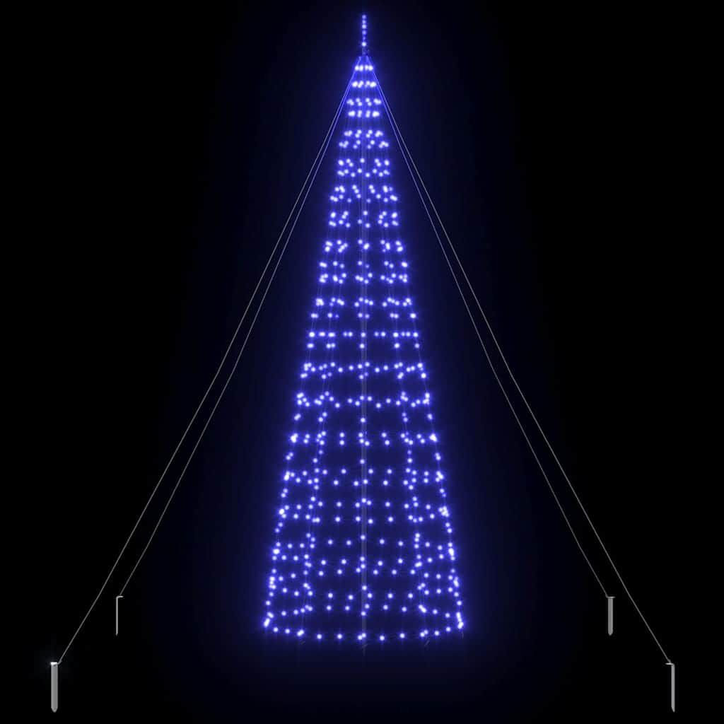 Stylish LED Christmas Tree with Ground Spikes Blue 400cm Iron - Premium