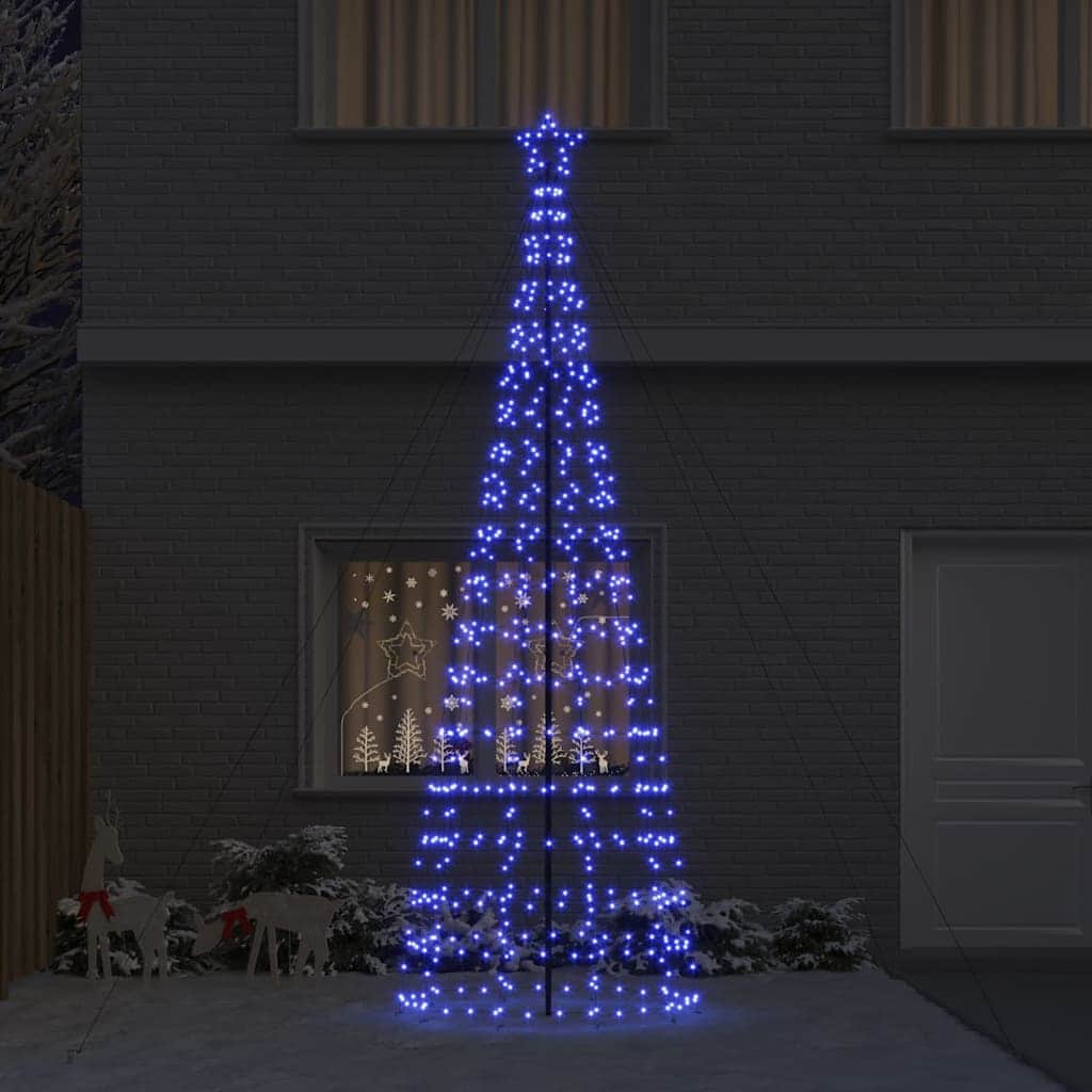Stylish LED Christmas Tree with Ground Spikes Blue 400cm Iron - Premium