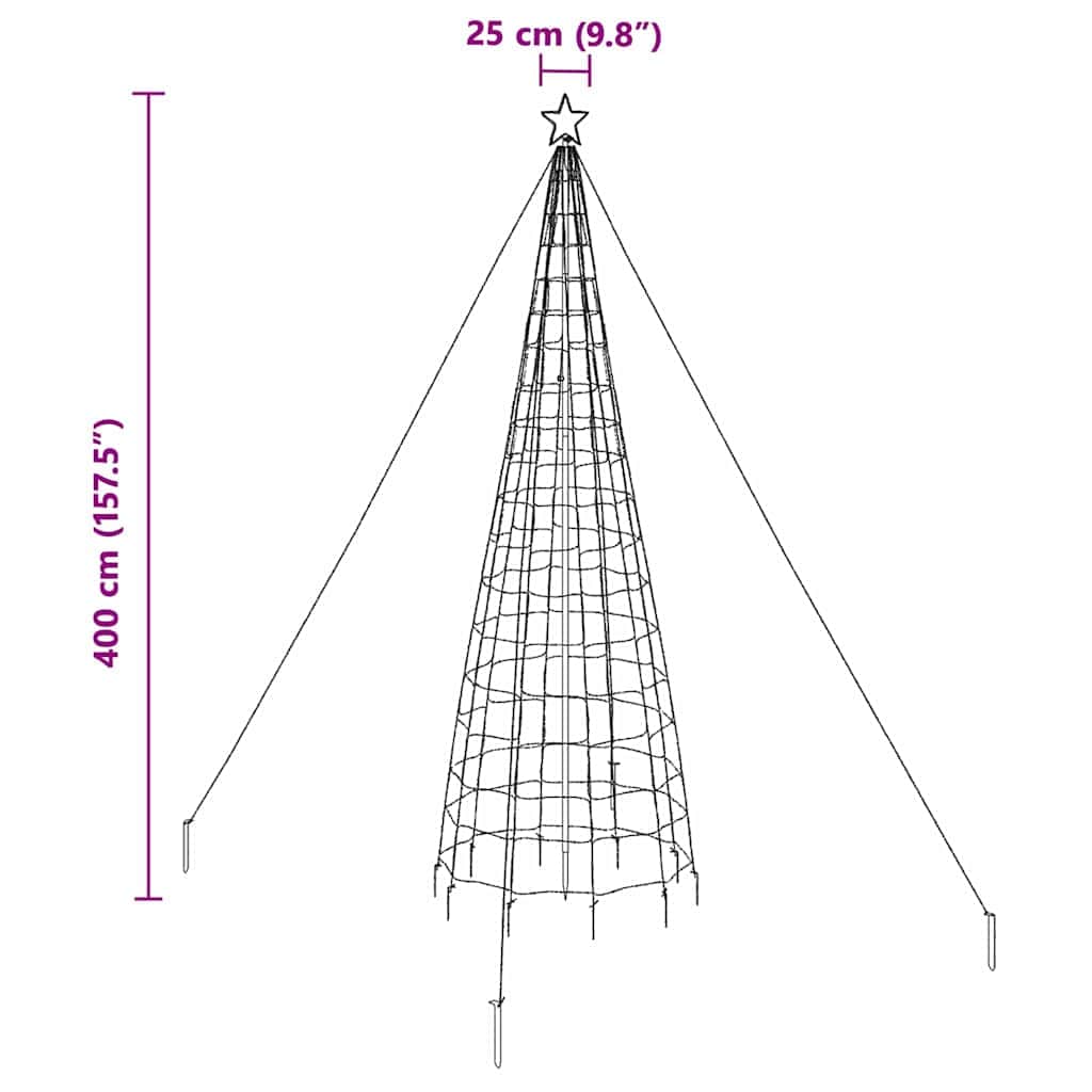 Stylish LED Christmas Tree with Ground Spikes Blue 400cm Iron - Premium