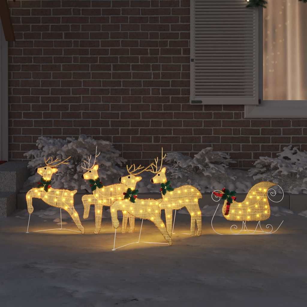 Stylish LED Reindeers 5 pcs Gold Fabric - Sleek Modern Look - Stylish | Gold colour