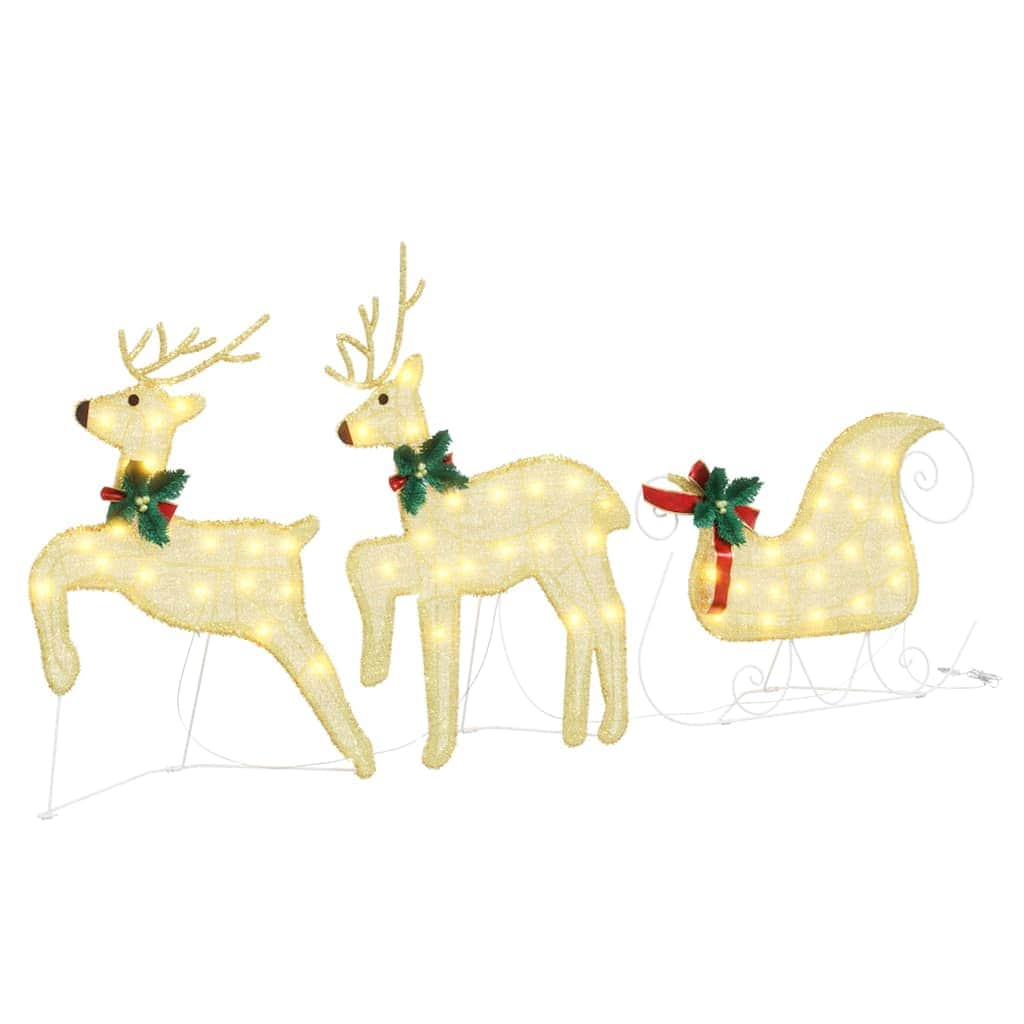 3vty - Stylish LED Reindeers 5 pcs Gold Fabric - Sleek Modern Look - Stylish
