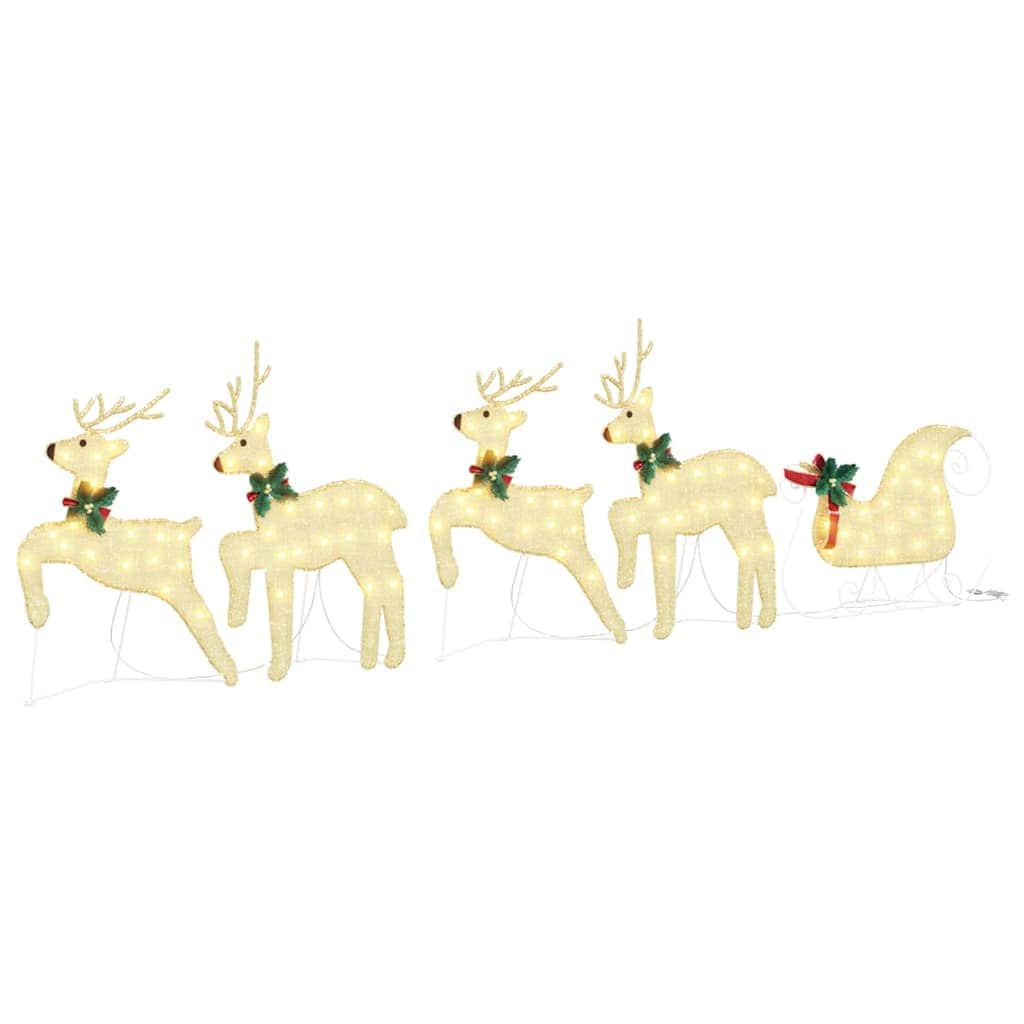 5 Pcs - Stylish LED Reindeers 5 pcs Gold Fabric - Sleek Modern Look - Stylish