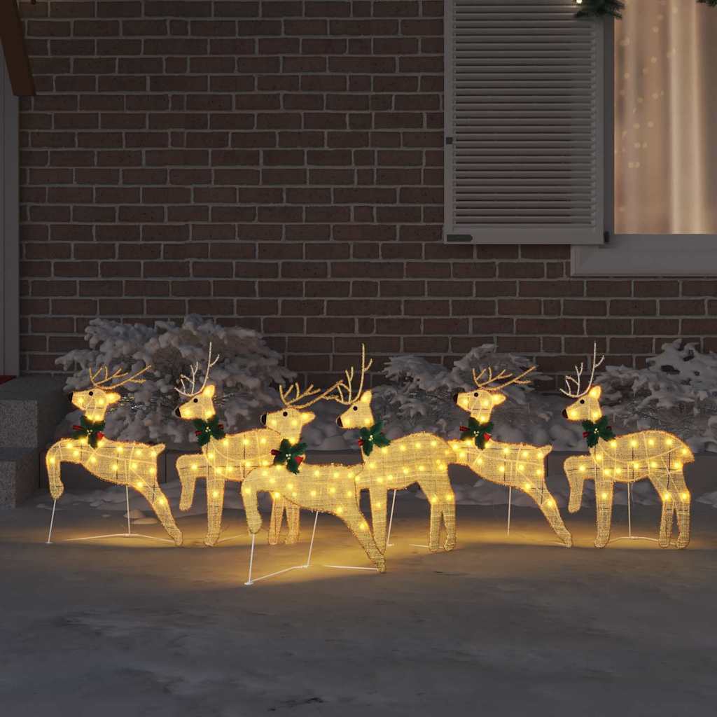 Stylish LED Reindeers 6 pcs Gold Fabric - Designer Finish - Stylish | Gold colour