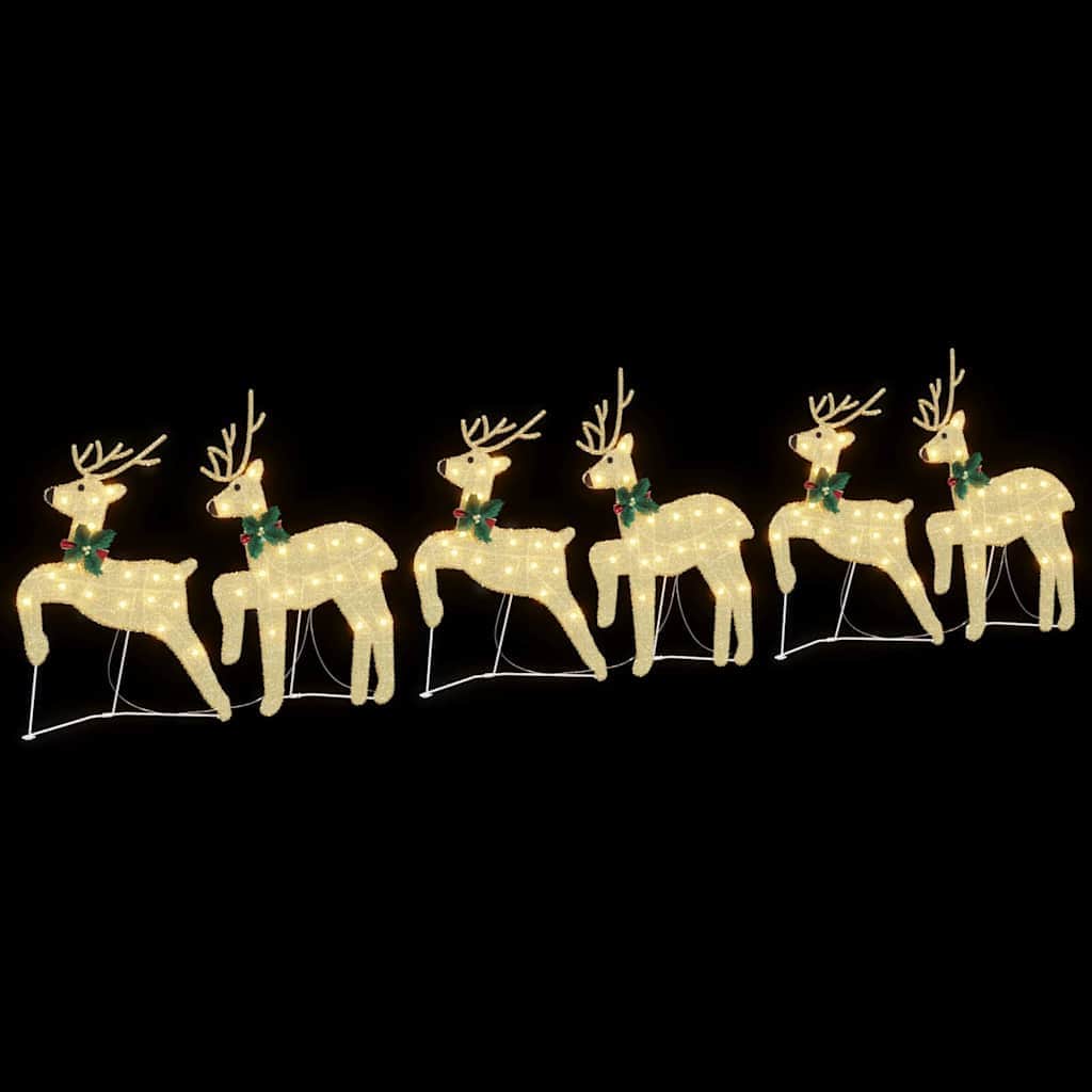 5vty - Stylish LED Reindeers 6 pcs Gold Fabric - Designer Finish - Stylish