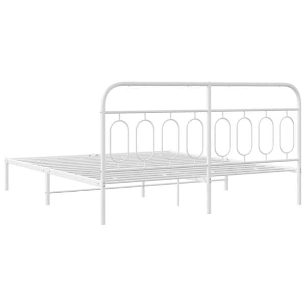 Stylish Metal Bed Frame with Headboard Black King Size
