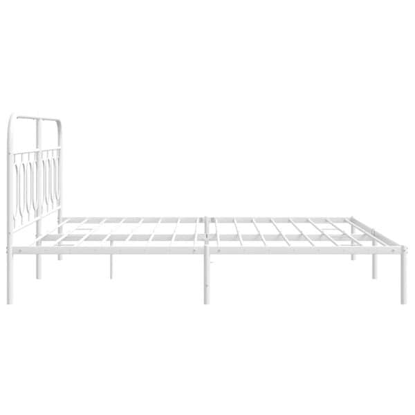 Stylish Metal Bed Frame with Headboard Black King Size