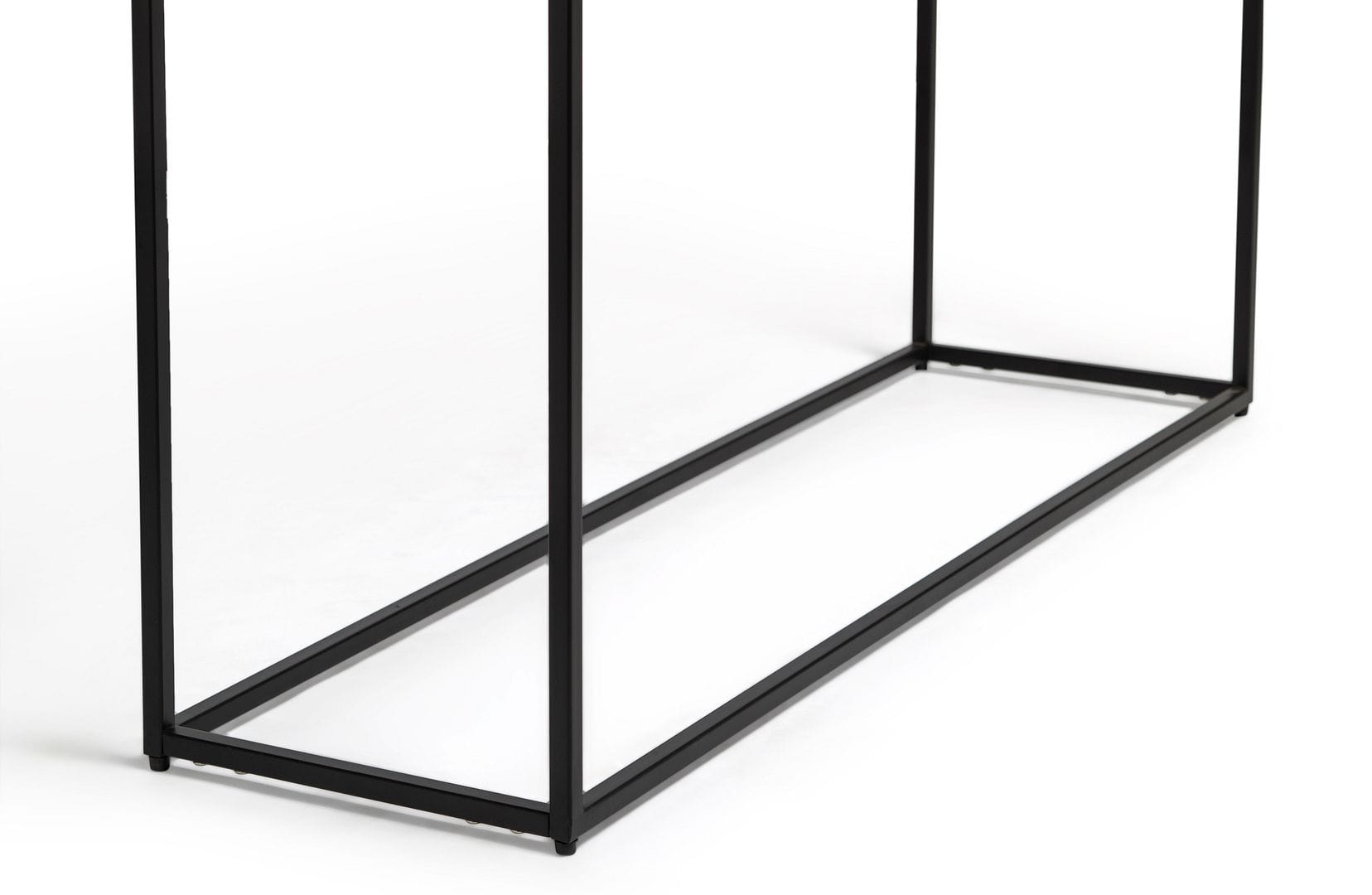 Stylish Modern Narrow Console Table with Copper Textured Wood Top for Hallways