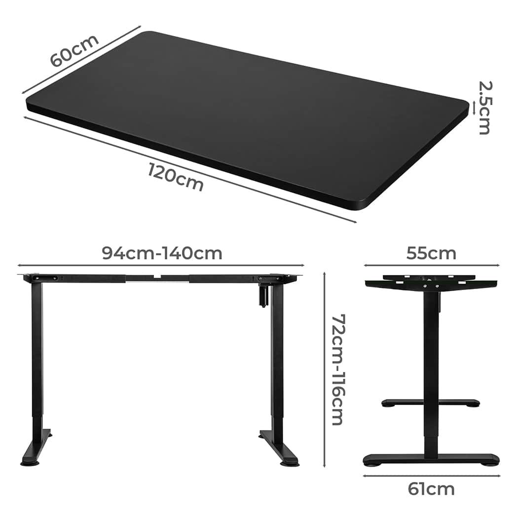 Stylish Motorised Standing Desk Height 120cm Black 800x 1.5MM  Soft