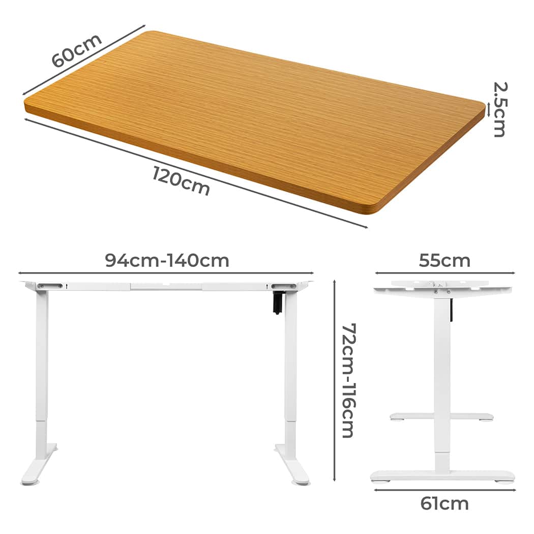 Stylish Motorised Standing Desk Height 120cm Natural 800x 1.5MM