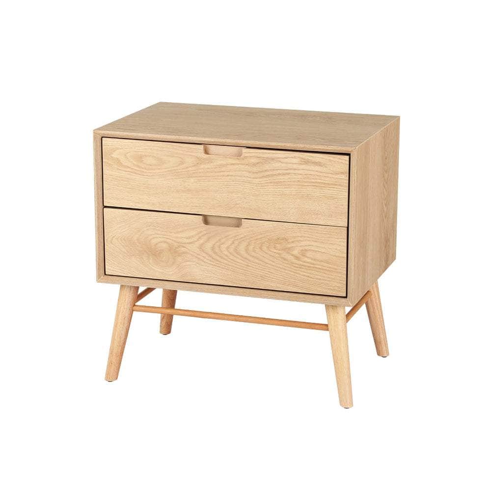 Oak Finish Bedside Table with Drawers Stylish Bedroom