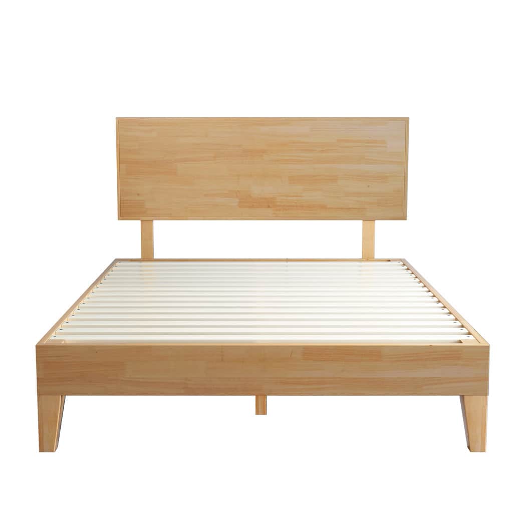 Stylish Queen Rubberwood Bed Frame  Wood Finish Classic Durable