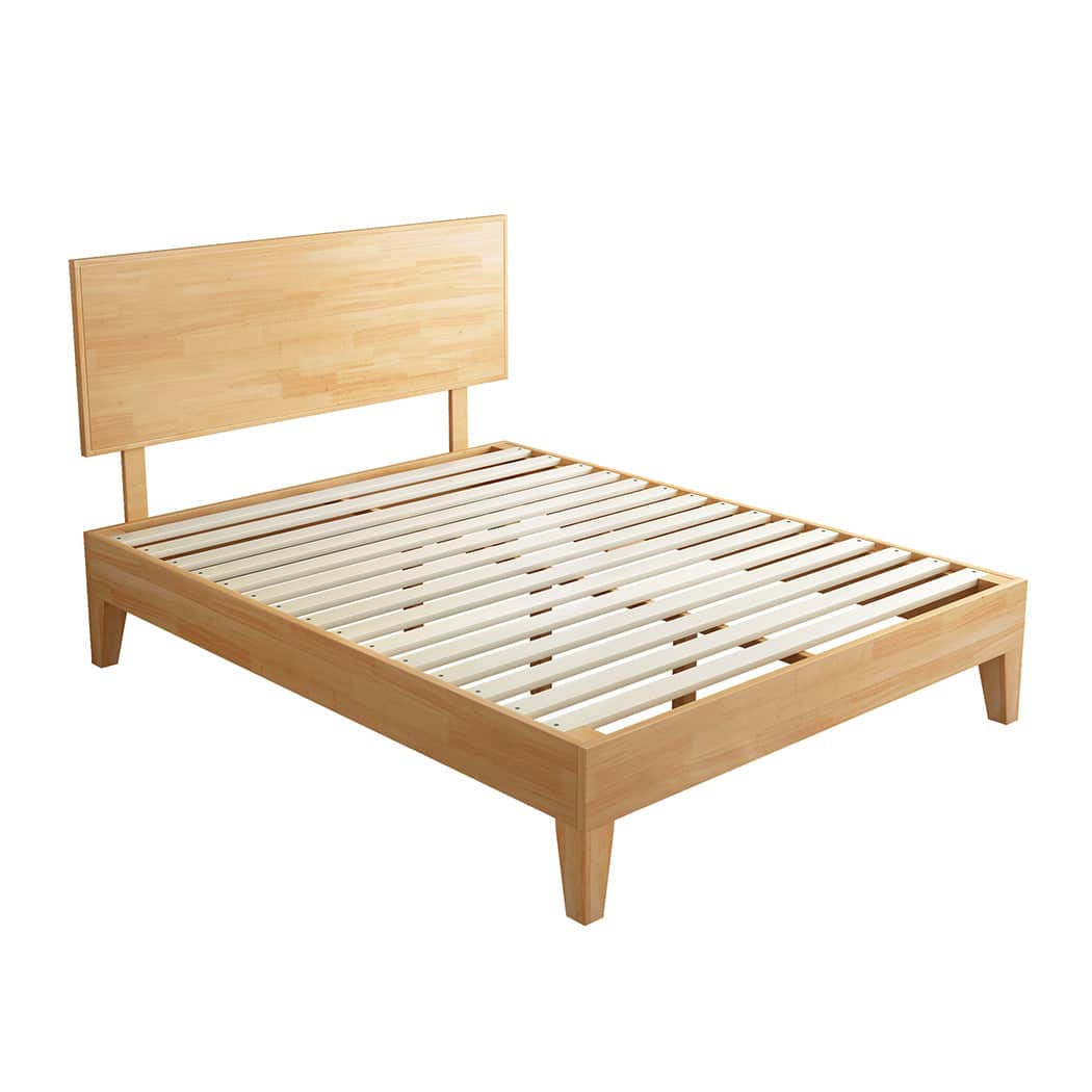 Stylish Queen Rubberwood Bed Frame  Wood Finish Classic Durable