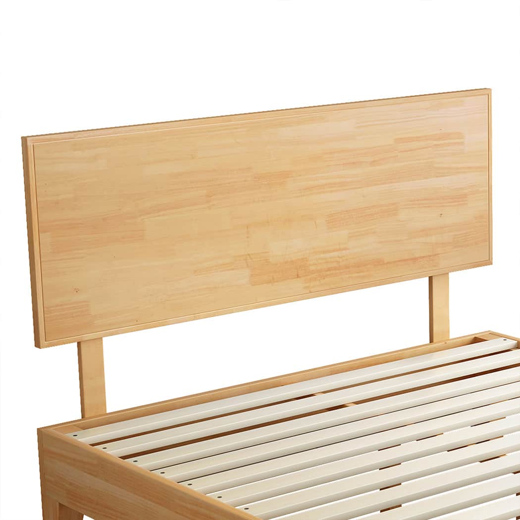Stylish Queen Rubberwood Bed Frame  Wood Finish Classic Durable