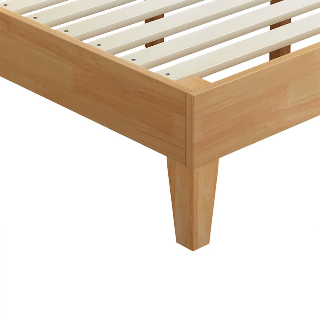 Stylish Queen Rubberwood Bed Frame  Wood Finish Classic Durable