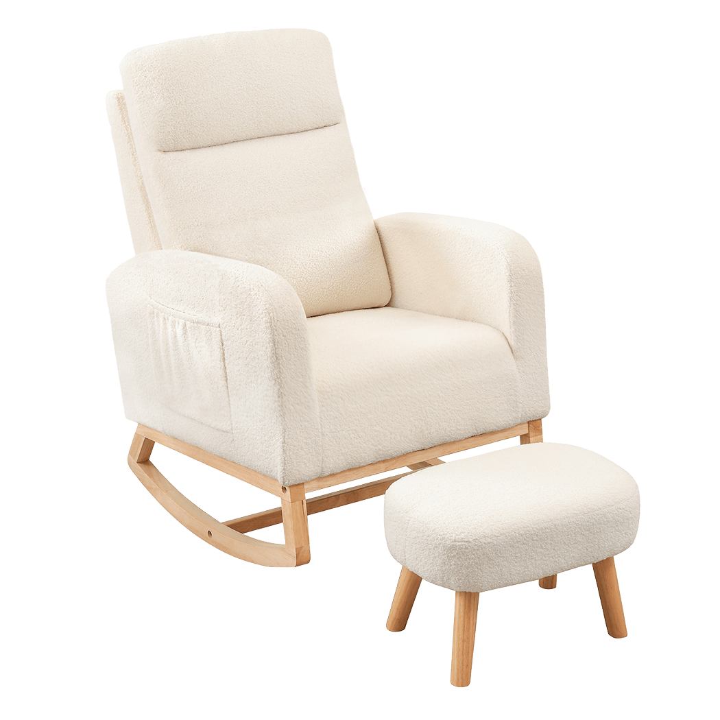 Stylish Rocking Chair Ottoman Footrest With Side Pocket  Comfortable