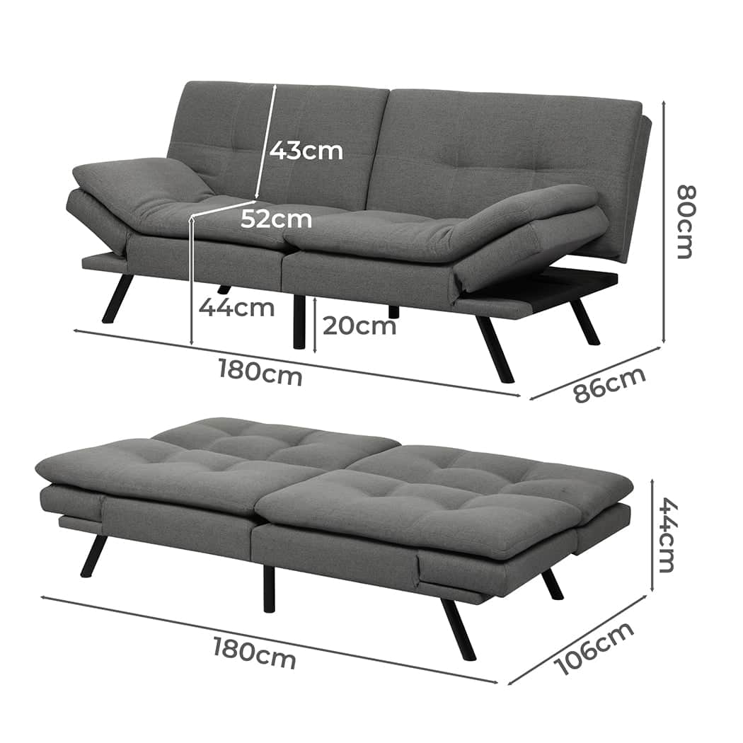 Stylish Sofa Bed Futon Recliner Lounge  Scandi Inspired Design