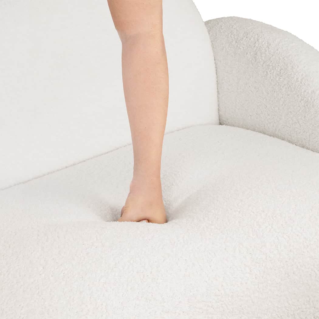 Stylish Sofa Chair Fleece Upholstered Single White  Adjustable Height