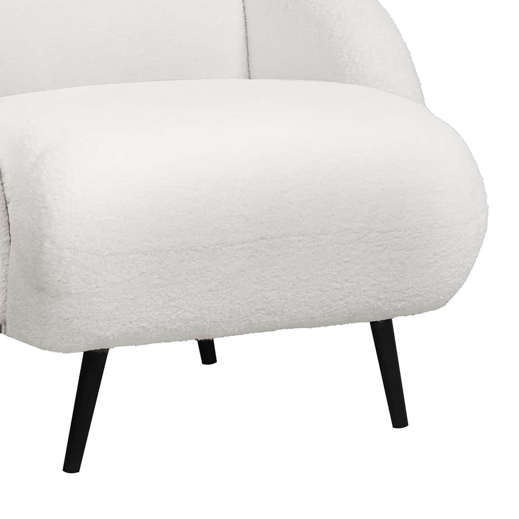 Stylish Sofa Chair Fleece Upholstered Single White  Adjustable Height