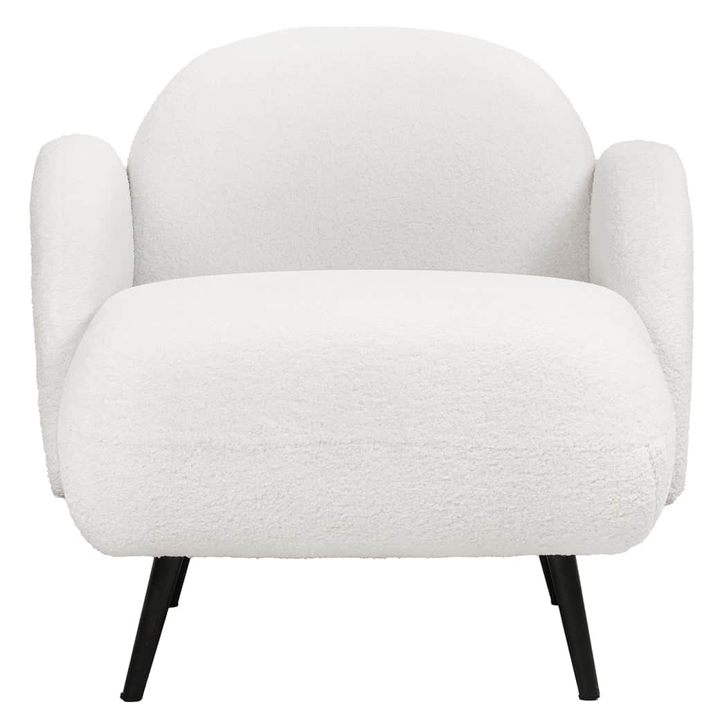 Stylish Sofa Chair Fleece Upholstered Single White  Adjustable Height