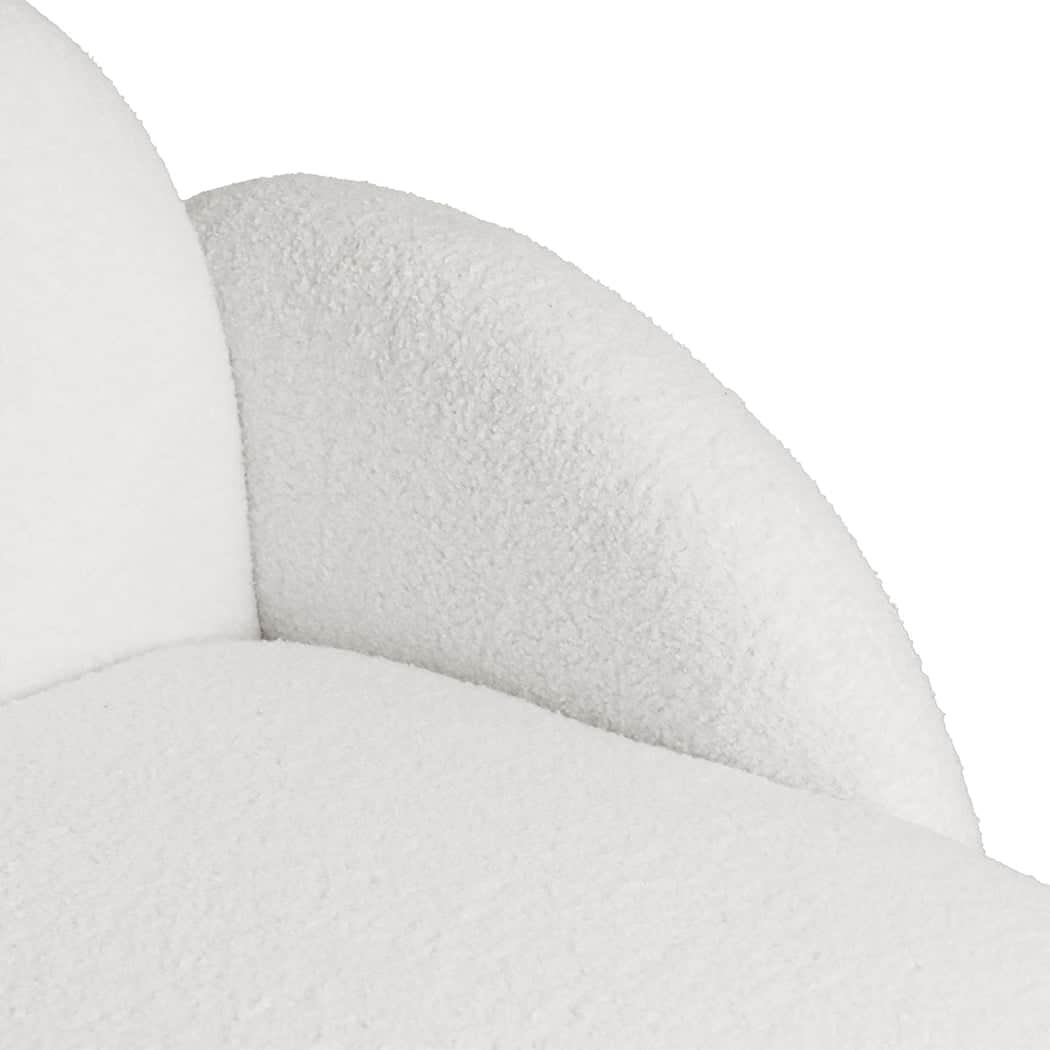 Stylish Sofa Chair Fleece Upholstered Single White  Adjustable Height