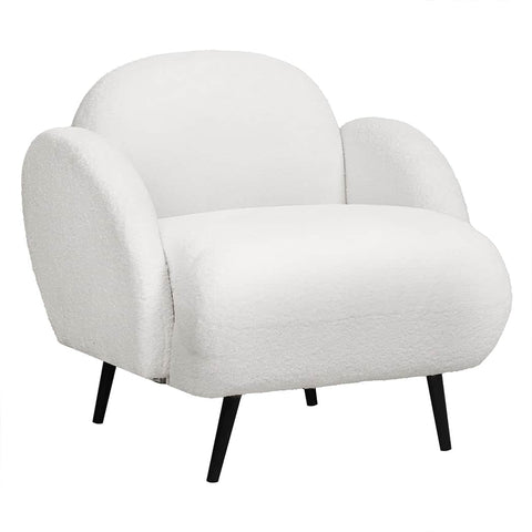 Stylish Sofa Chair Fleece Upholstered Single White  Adjustable Height