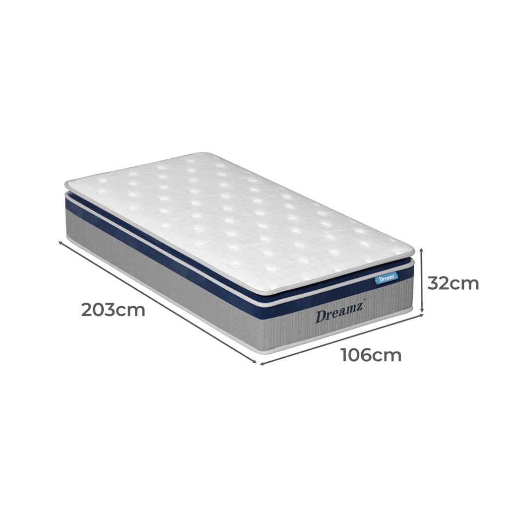 Stylish Spring Mattress Pillow Top All Sizes 32CM  Space-Saving
