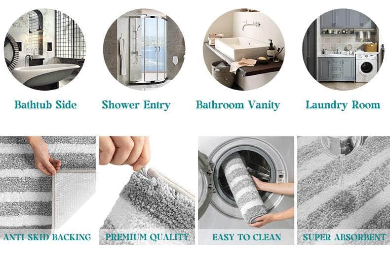 Stylish Striped Bath Mat - Non-Slip & Absorbent