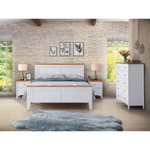 Stylish White Bedroom Furniture Set: Double/Queen/King Single Bed Suite, Bedside, and Tallboy