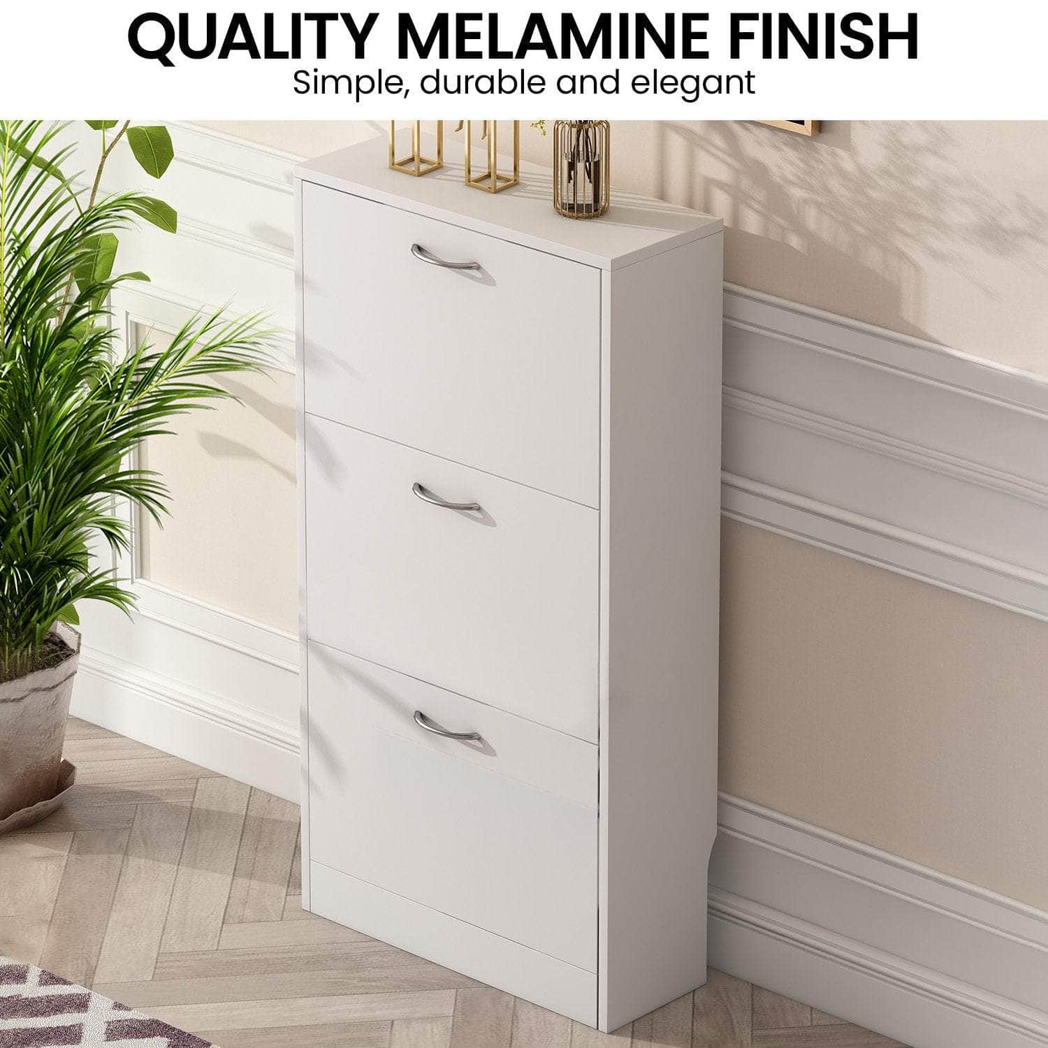 Stylish White Shoe Cabinet for Organized Storage