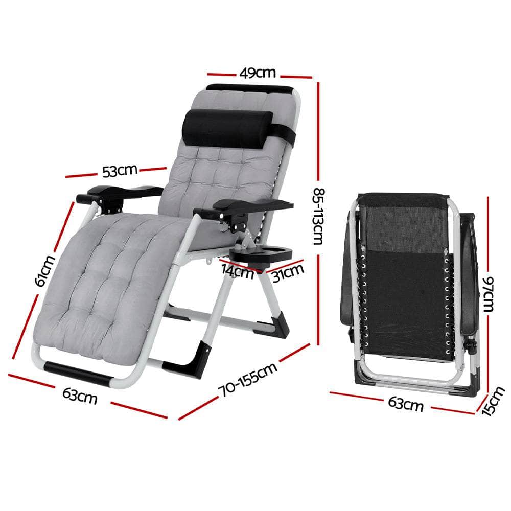 Sun Lounge Folding Lounger Camping Zero Gravity Chair Outdoor